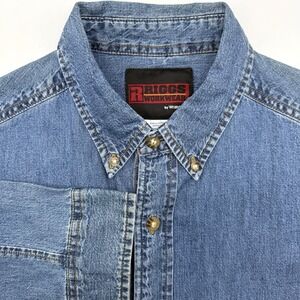 Wrangler Riggs Workwear Men's Long Sleeve Medium Denim Button Down Ranch Shirt